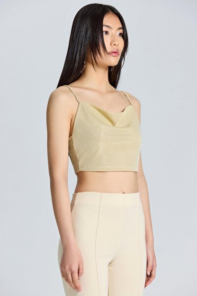 World Fashion Trends 2591 Strappy Gold Shiny Crop