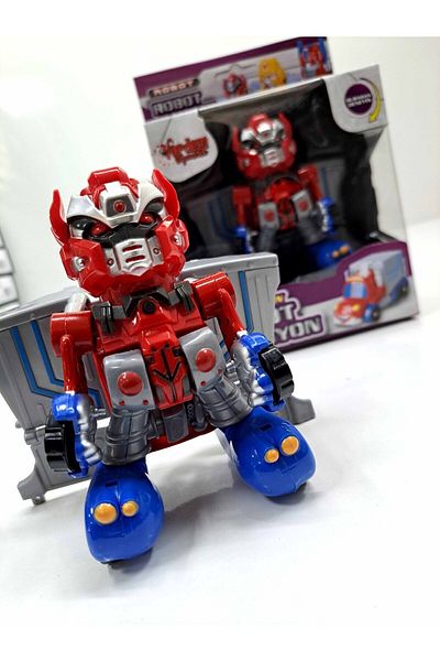 FEN TOYS 10.5X6Cm Bass Truck Robot - Transforming Robot Transforming Car with Light and Sound