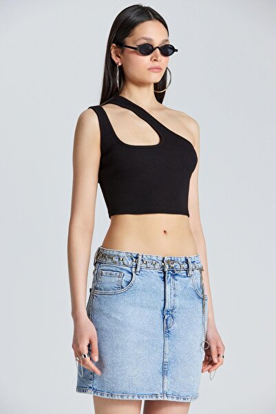 World Fashion Trends 2559 Curea dublă Black Crop