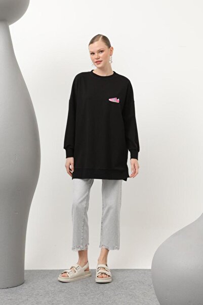 Puane İki İplik Renkli Ayakkabı Baskılı Sweatshirt 20614