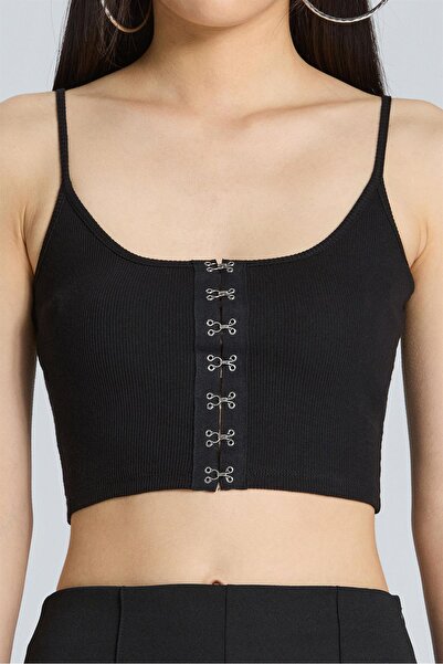 World Fashion Trends 2609 Black Crop with Agraph and Strap
