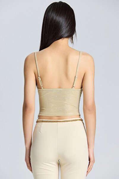 World Fashion Trends 2612 Μαζεύτηκε γυαλιστερή μπλούζα