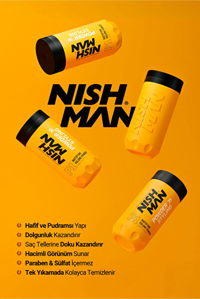 NISHMAN Saç Şekillendirici Toz Wax P1 / Oynanabilir Yapı / Kalıcı Saç Parfümü Içerikli - 20 gr