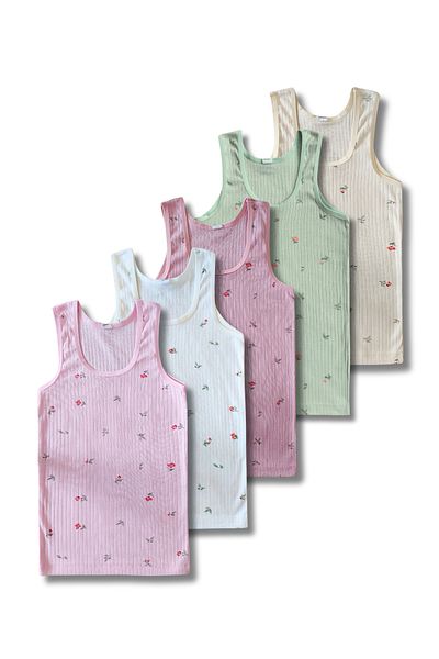 GizaKids 100% Cotton Girls' Undershirt Underwear Set of 5