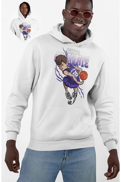 Fuddy Moda Unisex Jason Williams Printed Hooded Sweatshirt, Oversize Basketball Themed Hoodie