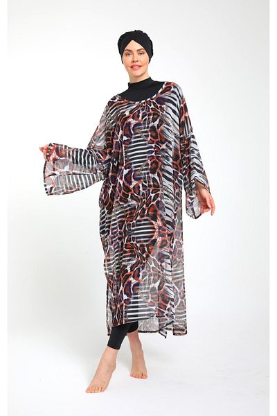 SEBOTEKS Patterned Chiffon Poncho 3785