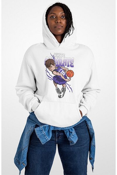 Fuddy Moda Unisex Jason Williams Printed Hooded Sweatshirt, Oversize Basketball Themed Hoodie