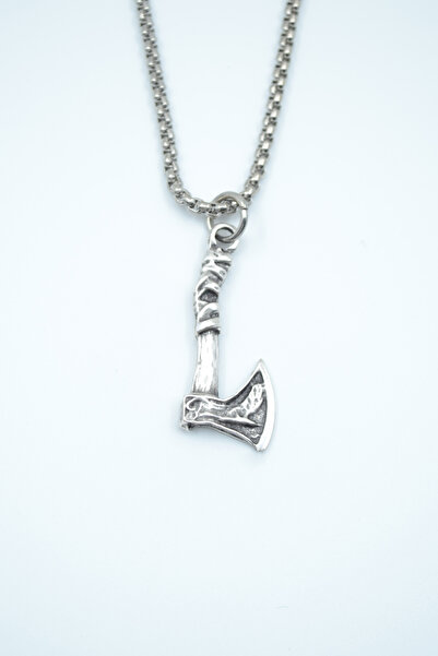 Bu Farklı Viking Balta Gümüş Kaplama Örme Zincir Kolye