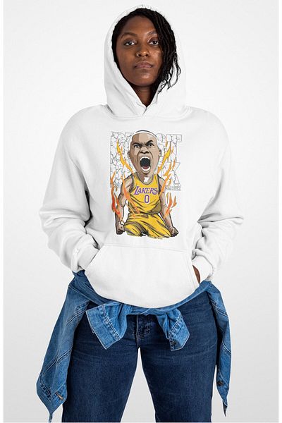 Fuddy Moda Unisex Russell Westbrook Printed Hooded Sweatshirt, Oversize Basketball Themed Hoodie