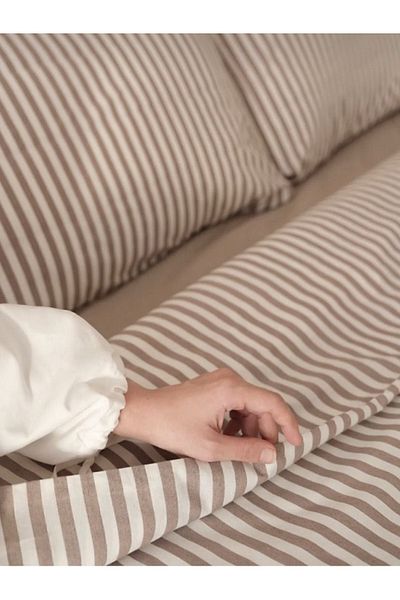 uykulife home collection Sada povlaků na přikrývku Uykulife Brown Lidya s dvojitými elastickými prostěradly