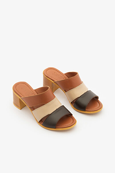 SAYL Жіночі тапочки з натуральної шкіри - різнокольорові з ремінцями