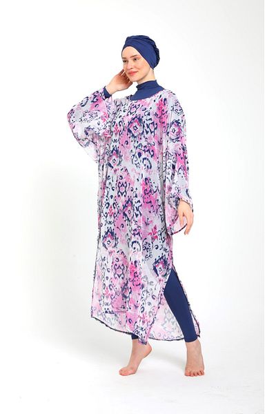 SEBOTEKS Patterned Chiffon Poncho 3785