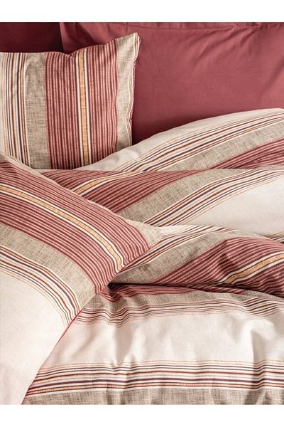 CPU ELEKTRONİK Claret Red Cotton Box Line Single Duvet Cover Set - Kenway
