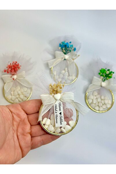 ouzhanya hediyelik Nikah Şekeri, Söz Nişan Babyshower Hediyelikleri Halka İçinde Kalp Şeker Magnet Mıknatıslı 25 Adet