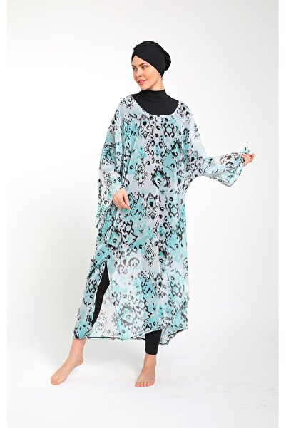SEBOTEKS Patterned Chiffon Poncho 3785
