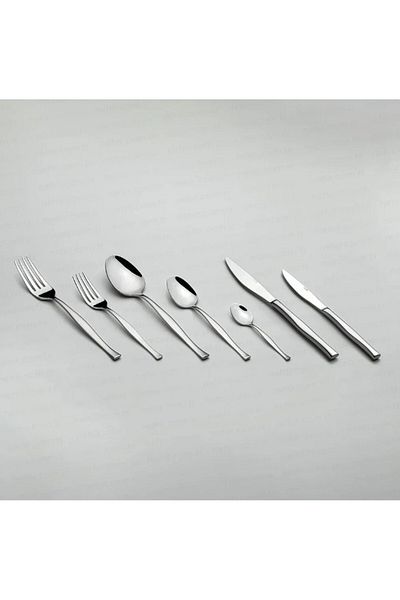 Nehir Elegant Simple 12-Person 84-Piece Leather Boxed Cutlery Set