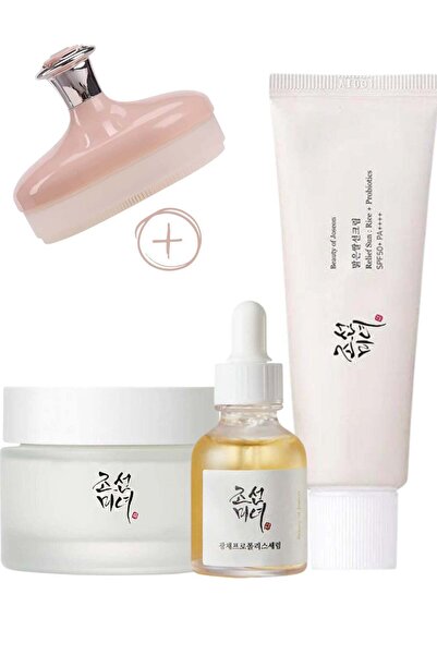Beauty of Joseon مجموعة التوهج والمقشر - مصل التوهج مع البروبوليس والنياسيناميد وكريم ديناستي وواقي الشمس SPF50+