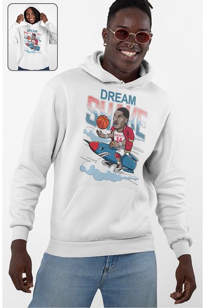 Fuddy Moda Φούτερ με κουκούλα Unisex Hakeem Olajuwon, Φούτερ με κουκούλα με θέμα μπάσκετ