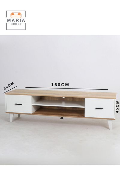 MARIA HOMES Modern Wooden TV Stand with Storage Drawers 160x40x45 cm
