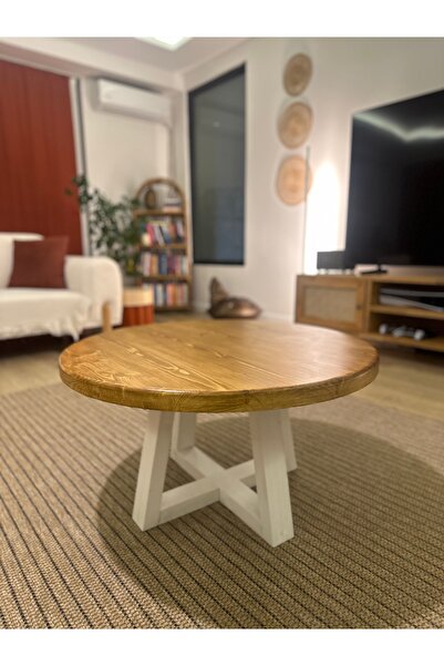 retron atölye woodworks Yuvarlak bohem orta sehpa iskandinav sehpa