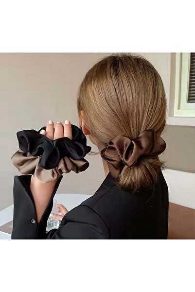 Monalisa Kadın 3’Lü Kahve Tonları Saten Büzgülü Lastik Toka