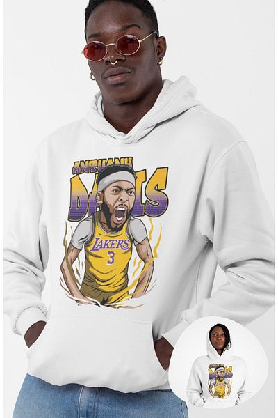Fuddy Moda Unisex Anthony Davis Oversize Basketball Hoodie - Hooded Sweatshirt