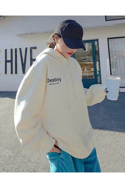 BLYDE LAYY White Destiny Design Printed Sweatshirt 3 Thread Destiny
