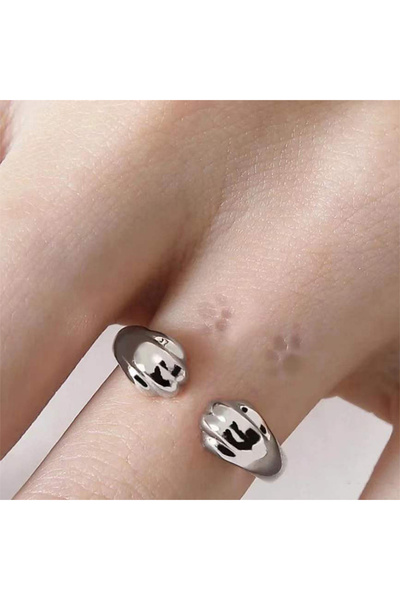 Choice خاتم مفتوح قابل للتغيير الحجم فضي اللون بتصميم جديد ومبتكر وعصري يحمل ...