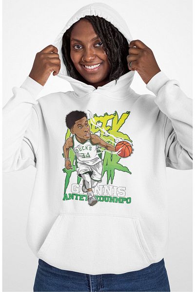 Fuddy Moda Unisex Greek Freak Yannis Adetokunbo Printed Hooded Sweatshirt, Oversize Basketball Themed Hoodie