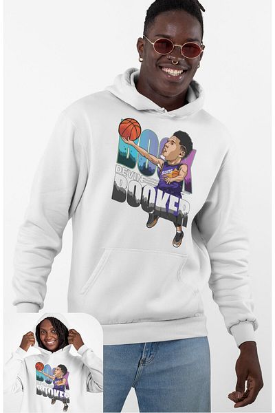 Fuddy Moda Unisex Devin Booker Printed Hooded Sweatshirt, Oversize Basketball Themed Hoodie