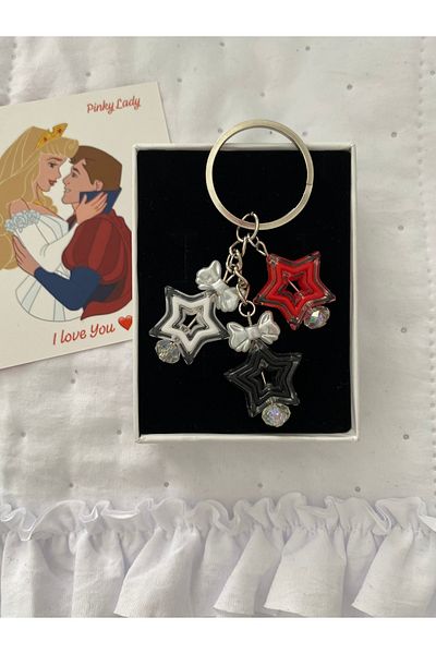 Pinky Lady Y2K Starry Keychain
