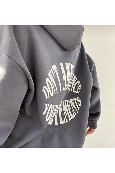 BLYDE LAYY Women's Anthracite 3 Thread Hoodie Sweatshirt