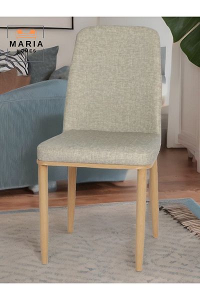 MARIA HOMES Modern Upholstered Dining Chair – Comfortable Fabric Seat & Wooden Legs