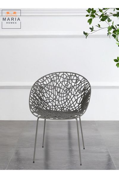 MARIA HOMES Modern Black Web-Designed Accent Chair – Stylish & Durable for Home, Office & Dining
