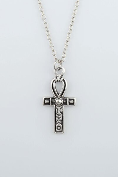 Bu Farklı Ankh Anahtarı - Nil'in Anahtarı Gümüş Kaplama Düz Zincir Kolye