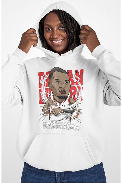 Fuddy Moda Unisex Damian Lillard Printed Hooded Sweatshirt, Oversize Basketball Themed Hoodie