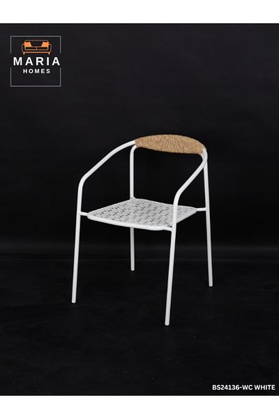 MARIA HOMES Modern Outdoor Rope Dining Chair  Durable Metal Frame, 55.5 x 63.5 x 77 cm