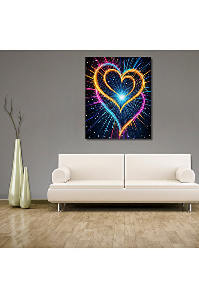 LİLYHOBBYLAND Sayılarla Boyama Hobi Seti (Kasnağa Gerili) 50x65 cm: Kalpler