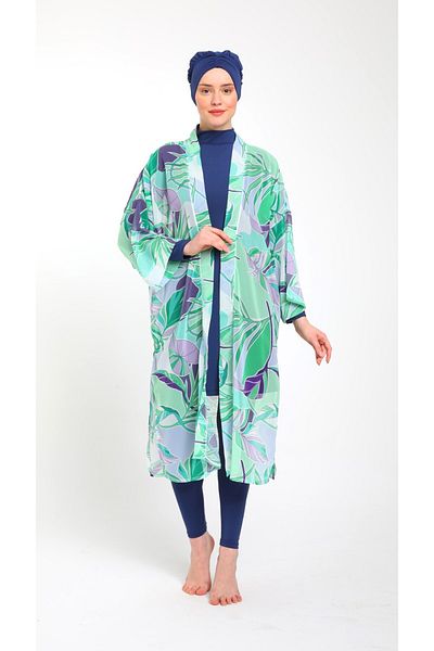 SEBOTEKS Patterned Chiffon Kimono - Kaftan Pareo 3790