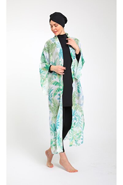 SEBOTEKS Patterned Chiffon Kimono - Kaftan Pareo 3790