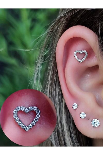 Arescollection 1 Piece G23 Titanium (Titanium) Helix Tragus Conch Compatible Piercing