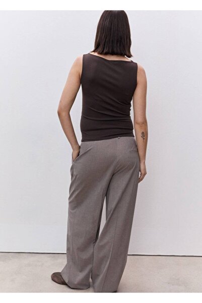 MANGO Woman Blouse with Smocked Boat Neck