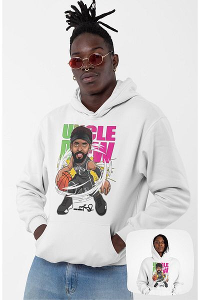 Fuddy Moda Unisex Kyrie Irving Printed Hooded Sweatshirt, Oversize Basketball Themed Hoodie