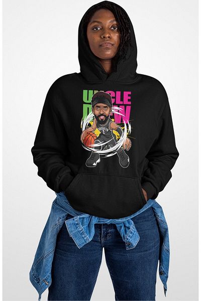 Fuddy Moda Unisex Kyrie Irving Printed Hooded Sweatshirt, Oversize Basketball Themed Hoodie