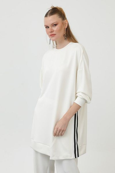 Puane Modal Fabric Line Detailed Hijab Tunic