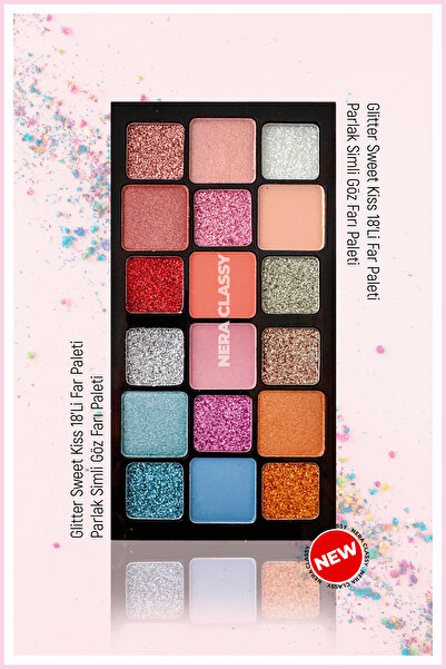 Nera Classy Glitter Sweet Kiss 18’Li Far Paleti - Parlak Simli Göz Farı Paleti