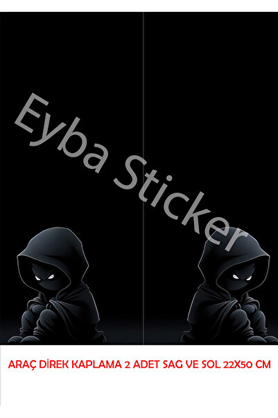 EYBA STİCKER رقائق تغطية عمود باب السيارة بنمط غاضب DRK12 (مجموعة اليمين والي...