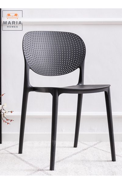 MARIA HOMES Modern Black Plastic Lightweight Chair – Durable, and Stylish for Home & Office