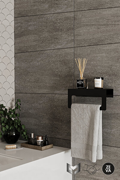 YİĞİT METAL حامل مناشف معدني أسود مثبت على الحائط - منظم مطبخ للحمام بتصميم أ...