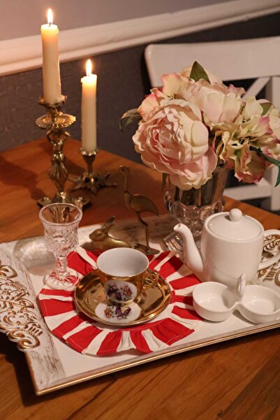 vintagetasarım صحن تقديم القهوة مكشكش 20 سم 2 قطعة